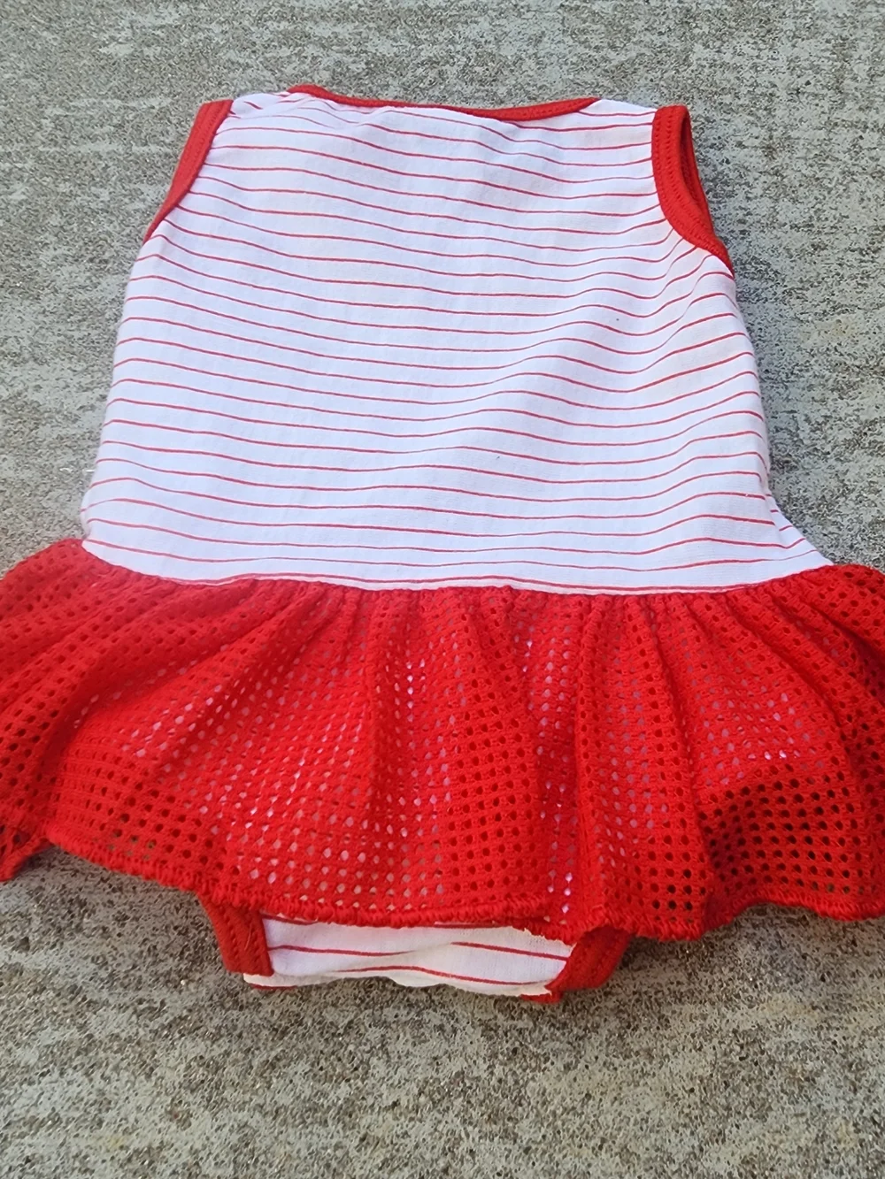 VTG Romp Around‎ By Kent Red White Striped Infant Mesh Skirt Tennis Bodysuit, 9M